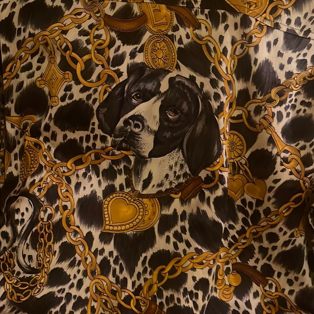 Vintage Silk Dog and chain Escada bomber jacket